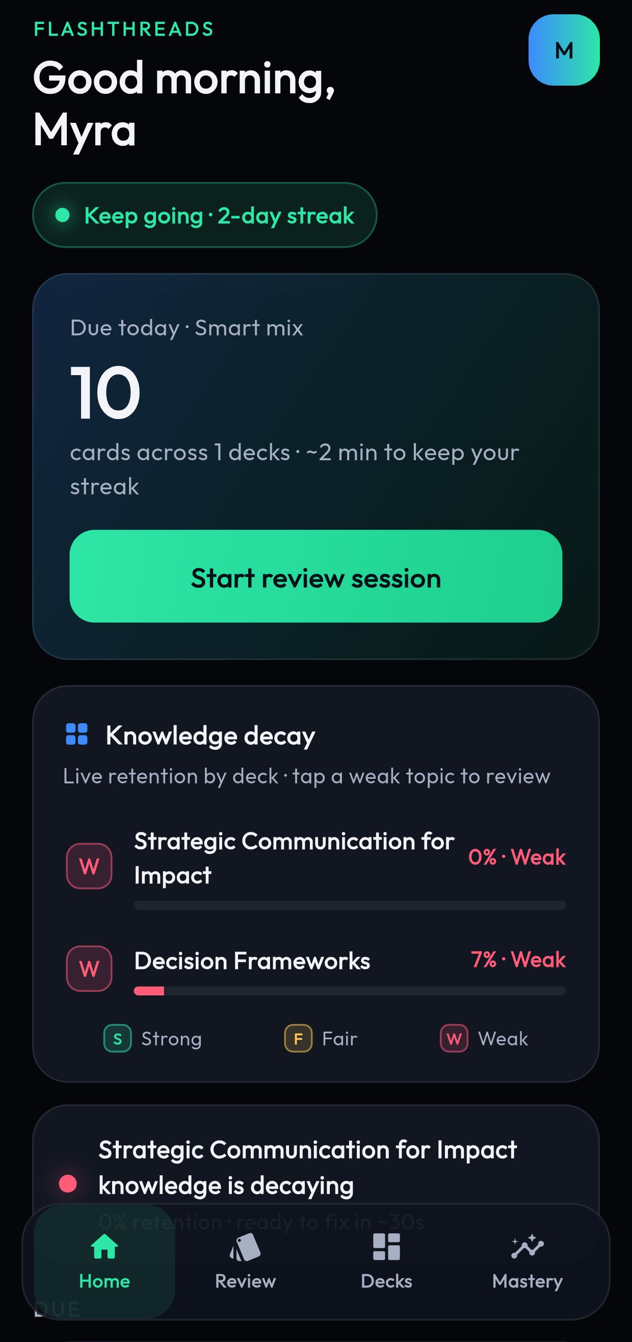 FlashThreads home retention overview